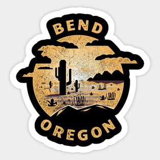 Bend Oregon Desert Illustration Vintage Souvenir Sticker